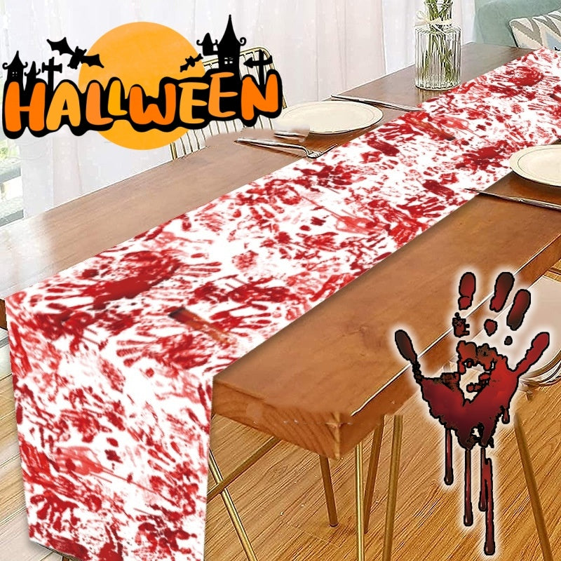 Horror Happy Halloween Tablecloth Bloody Handprint Table Cover Festival Halloween Party  Tablecloth Decoration Supplies