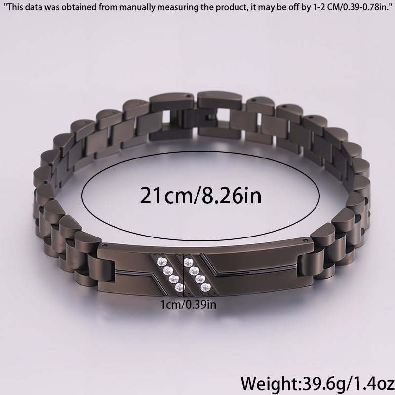 Women's Simple And Versatile Diamond Inlaid Curved Titanium Steel Bracelet
