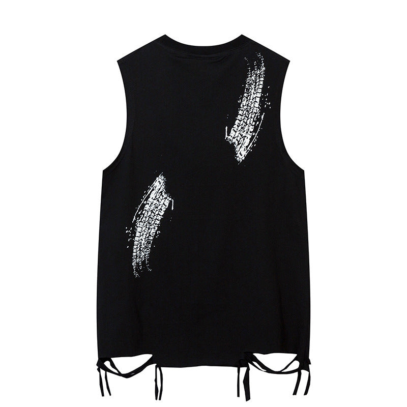 Inkjet Letter Necklace Strip Waistcoat T-shirt Men
