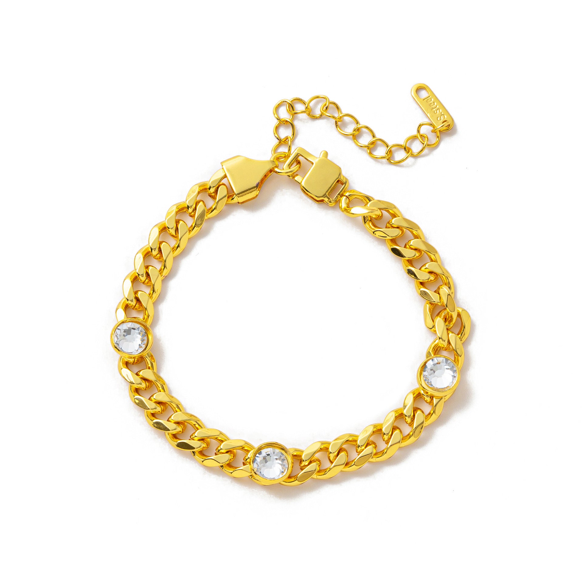 Electroplating Gold Hip-hop Titanium Steel Bracelet Necklace Color Protection
