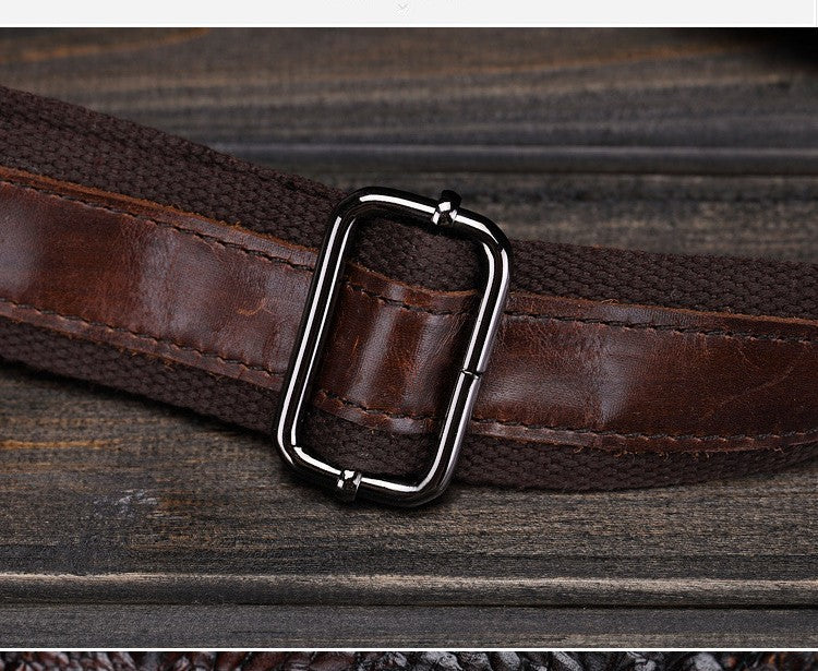 Leather Shoulder Bag Casual Waxed Cowhide Men