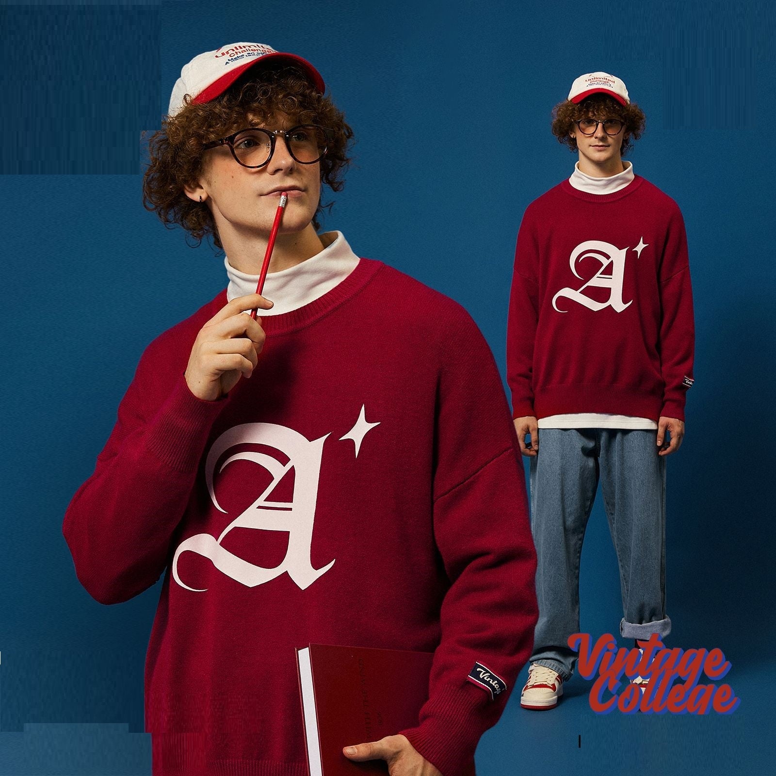 Printed Round Neck With Low Sense Sweater