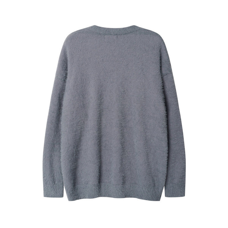 Retro Fashion Brand Contrast Color Letter Tassel Sweater Men