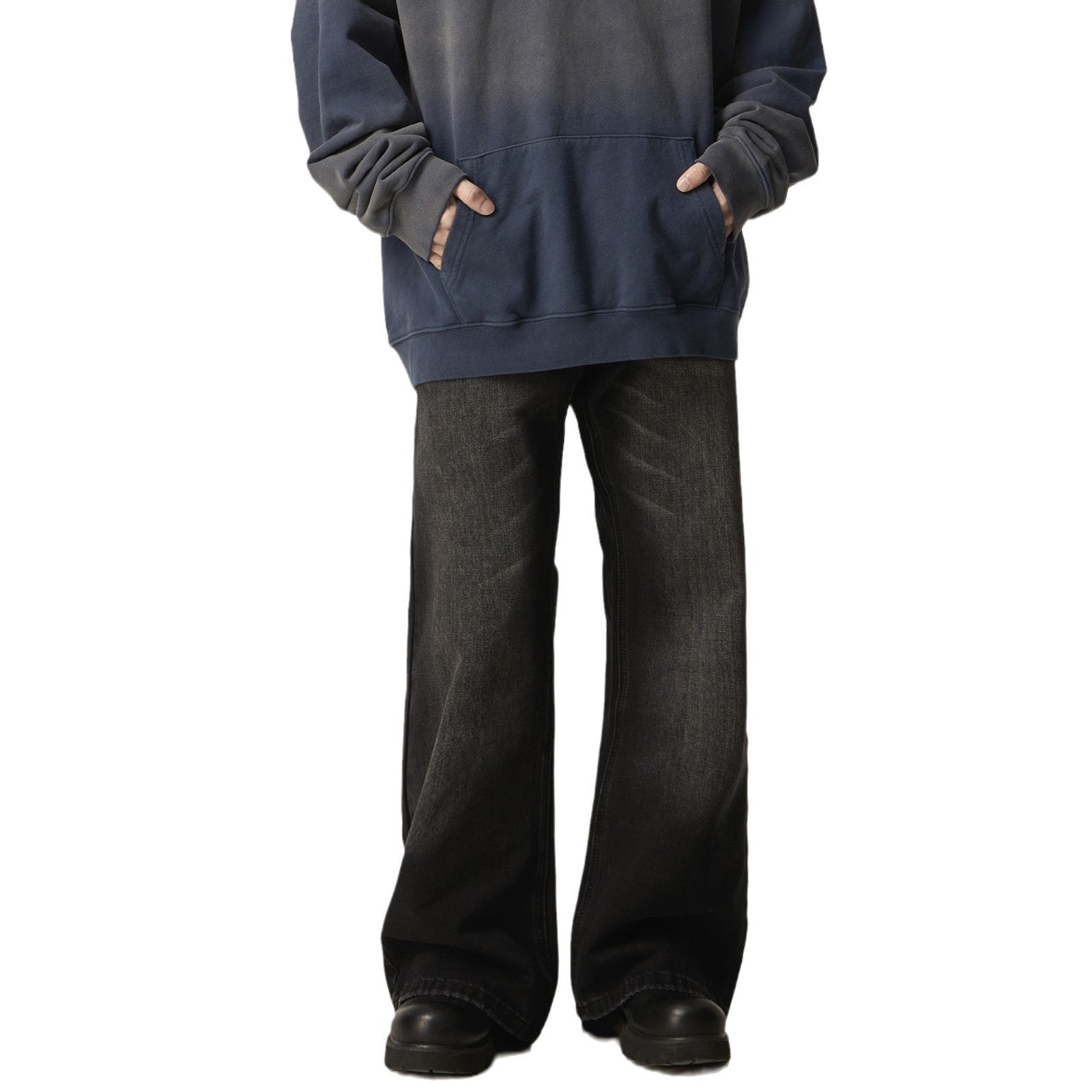 American Retro Black Loose Straight Jeans