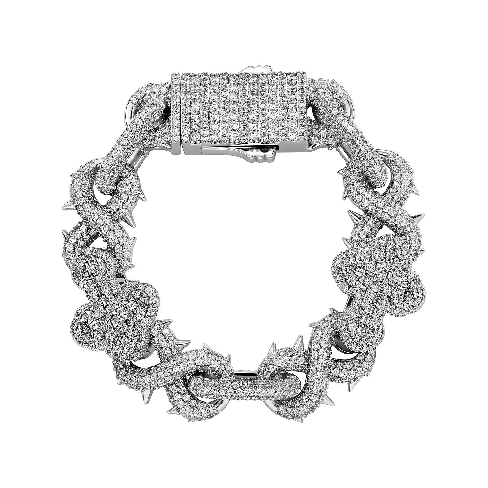 European Hip Hop 8 Words Thorns Cuban Link Chain Full Diamond