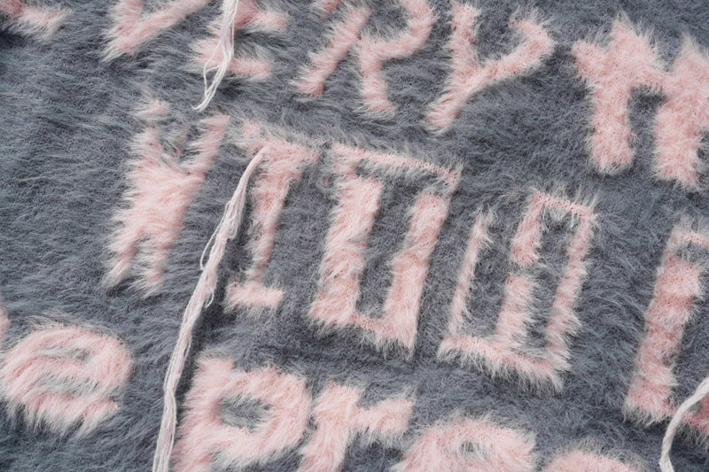 Retro Fashion Brand Contrast Color Letter Tassel Sweater Men