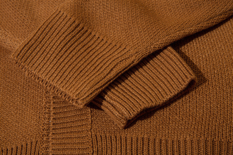 American High Street Letter Embroidery Design Lapel Sweater