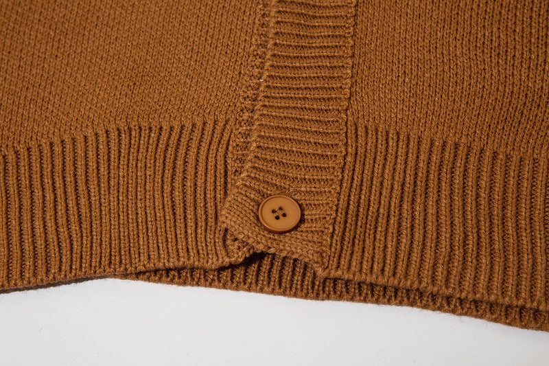 American High Street Letter Embroidery Design Lapel Sweater