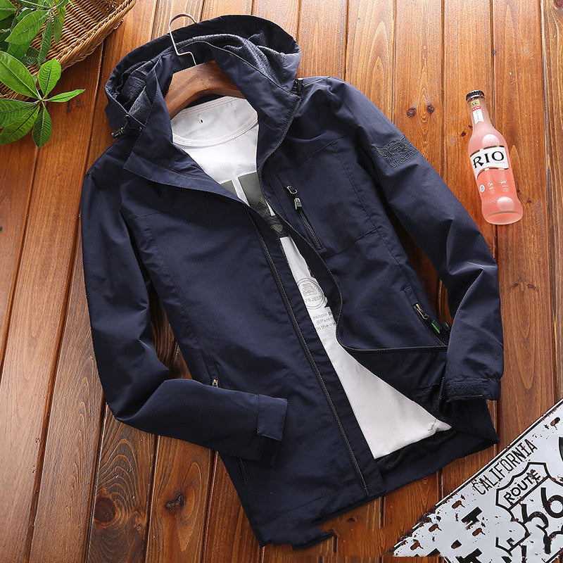 Men's Thin Casual Large Size Jacket Solid Color Outdoor Clothing