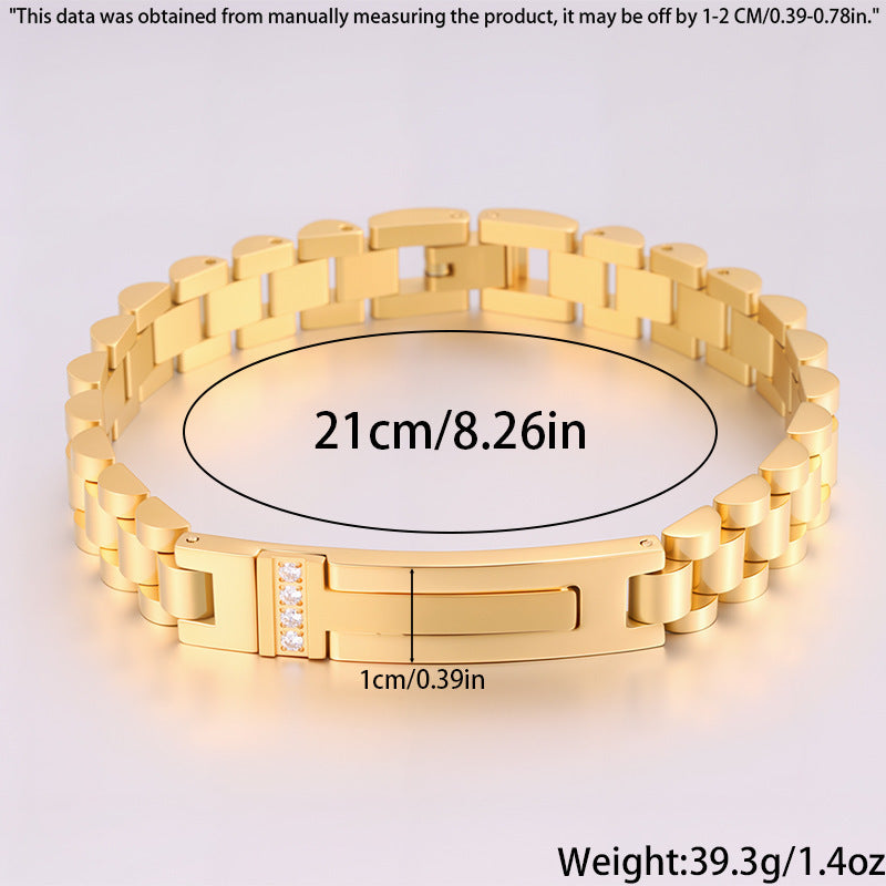 Women's Simple And Versatile Diamond Inlaid Curved Titanium Steel Bracelet