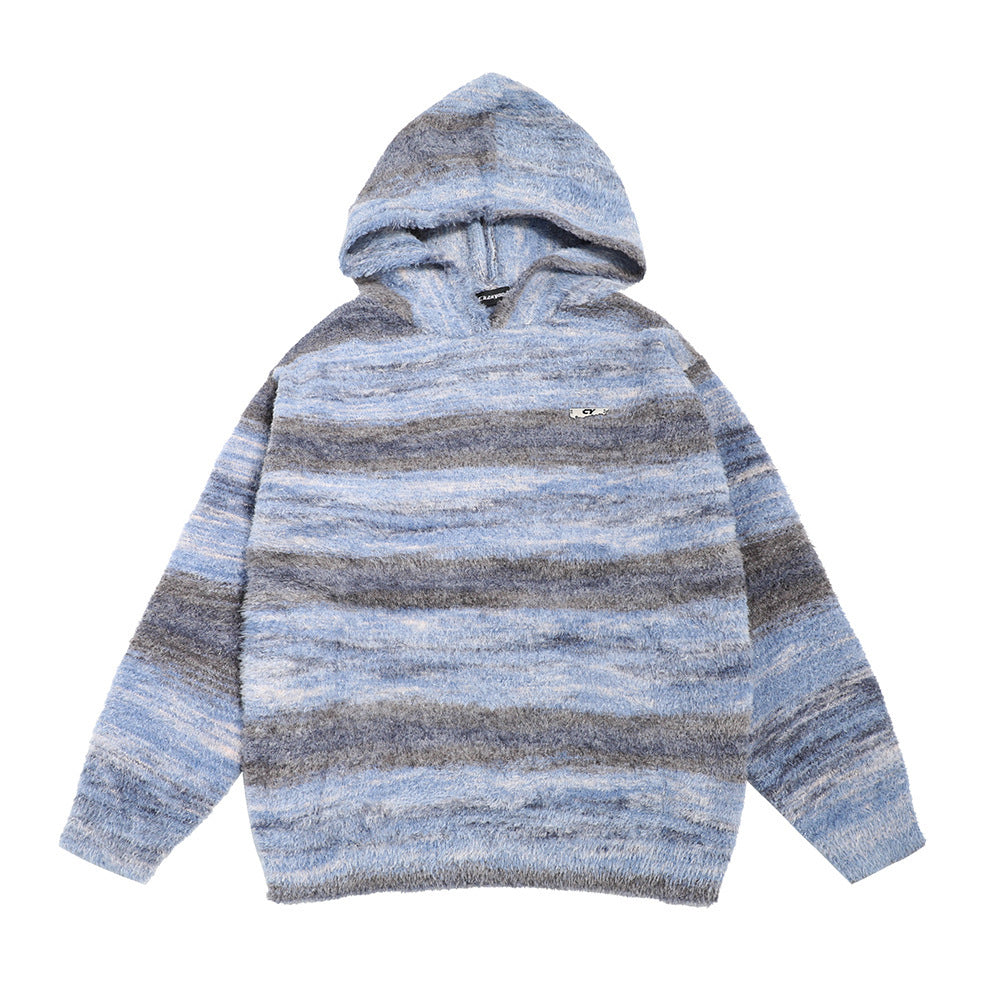 Gradient Stripes Hooded Sweater Men