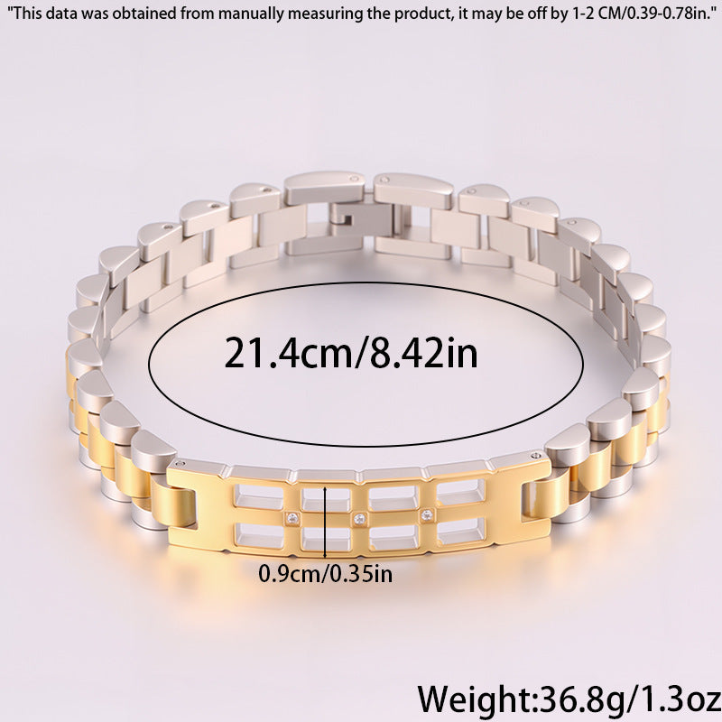 Women's Simple And Versatile Diamond Inlaid Curved Titanium Steel Bracelet