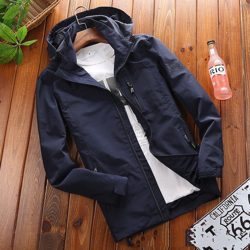 Men's Thin Casual Large Size Jacket Solid Color Outdoor Clothing