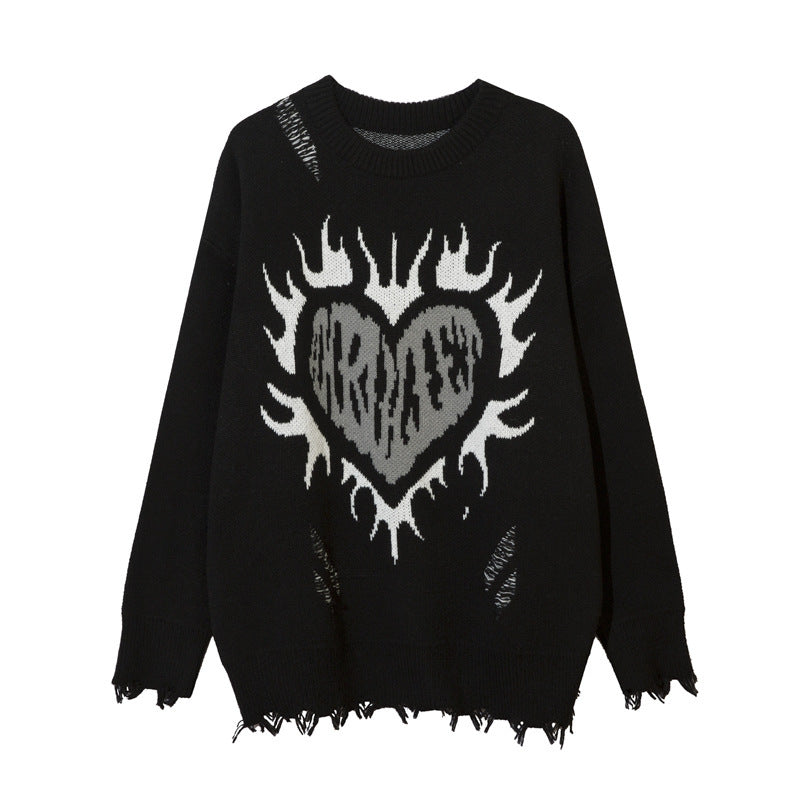 Heart Round Neck Sweater For Men