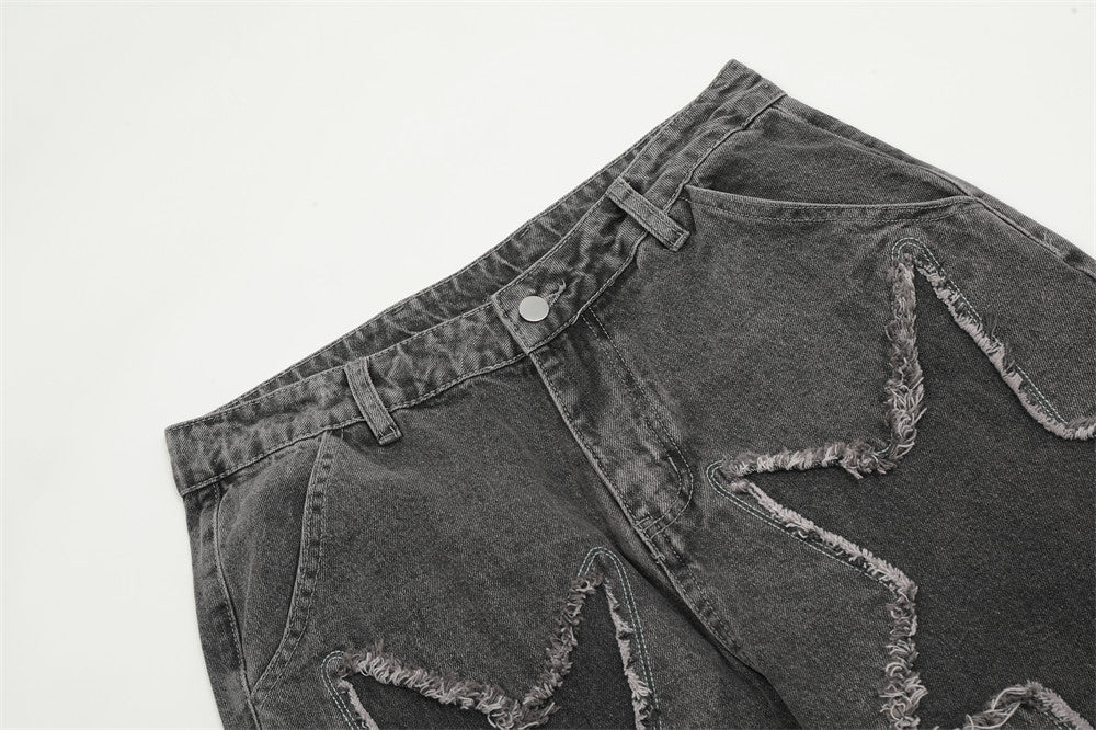 Five-pointed Star Lightning Stitching Jeans Men