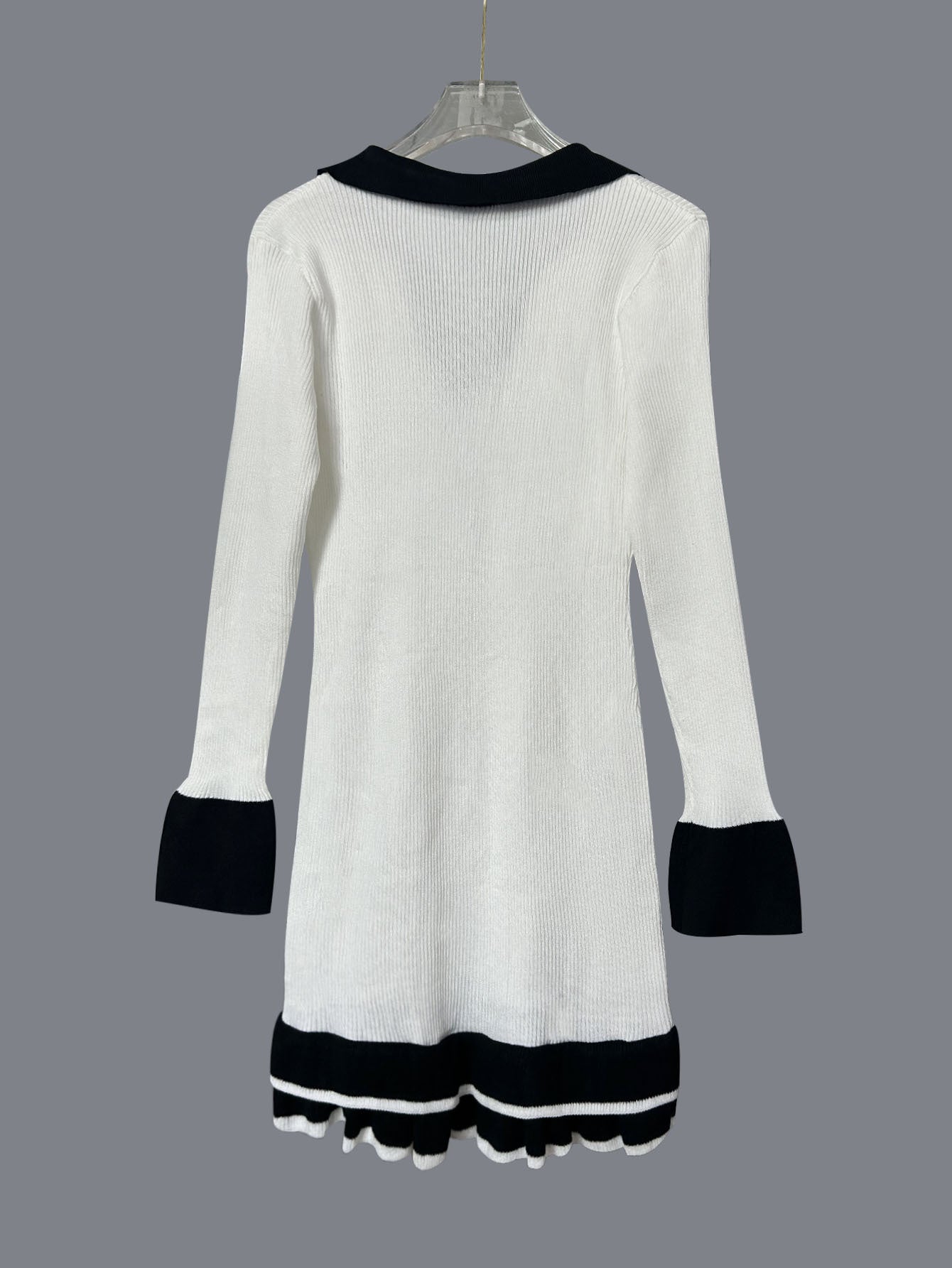 Women's Long-sleeved Ruffled Knitted Dress