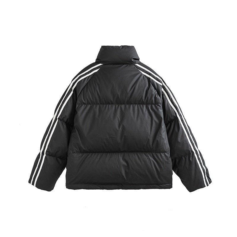 Striped Stitching Thickening Solid Color Down Jacket