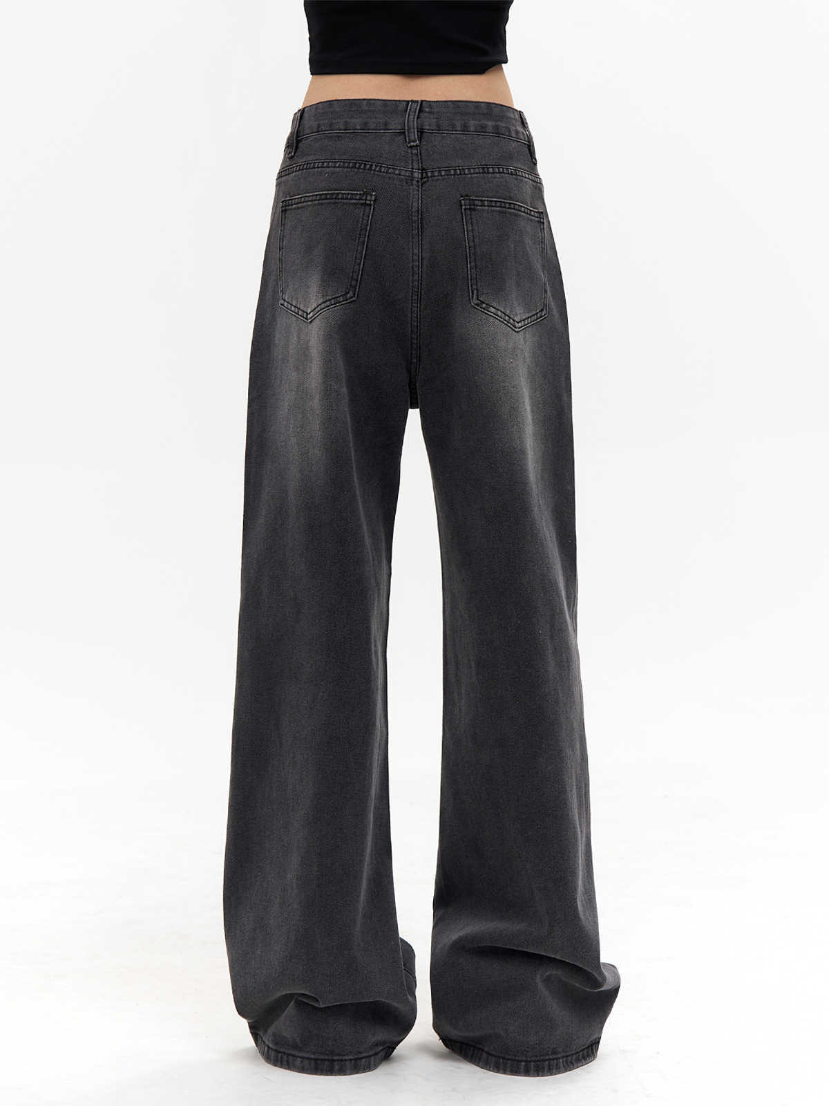 High Waist Straight Jeans Loose Wide Leg Pants