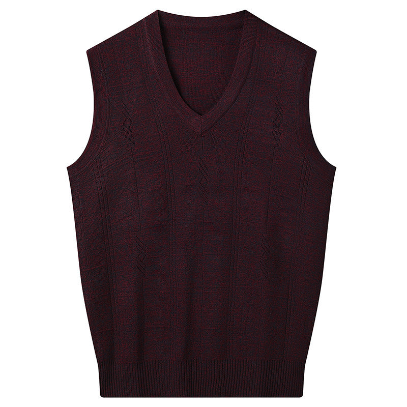 Spring And Autumn V-neck Loose Vest For Middle-aged And Elderly Men Casual Vest