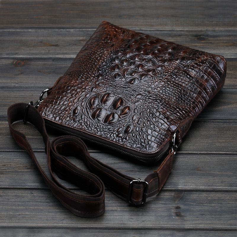 Leather Shoulder Bag Casual Waxed Cowhide Men