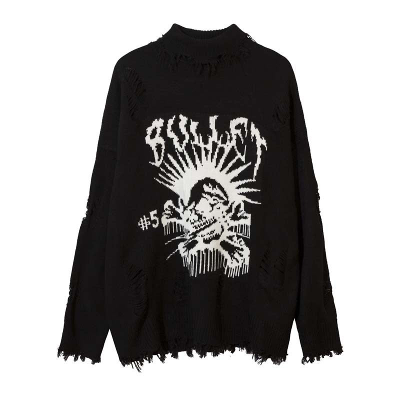 Street Tide Dark Department Letters Jacquard Sweater Men