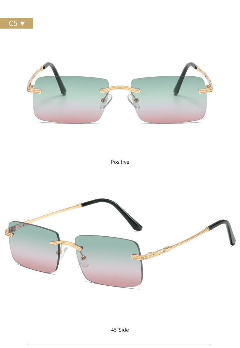 Frameless Personality Square Sea Sunglasses Comfortable Sun Glasses