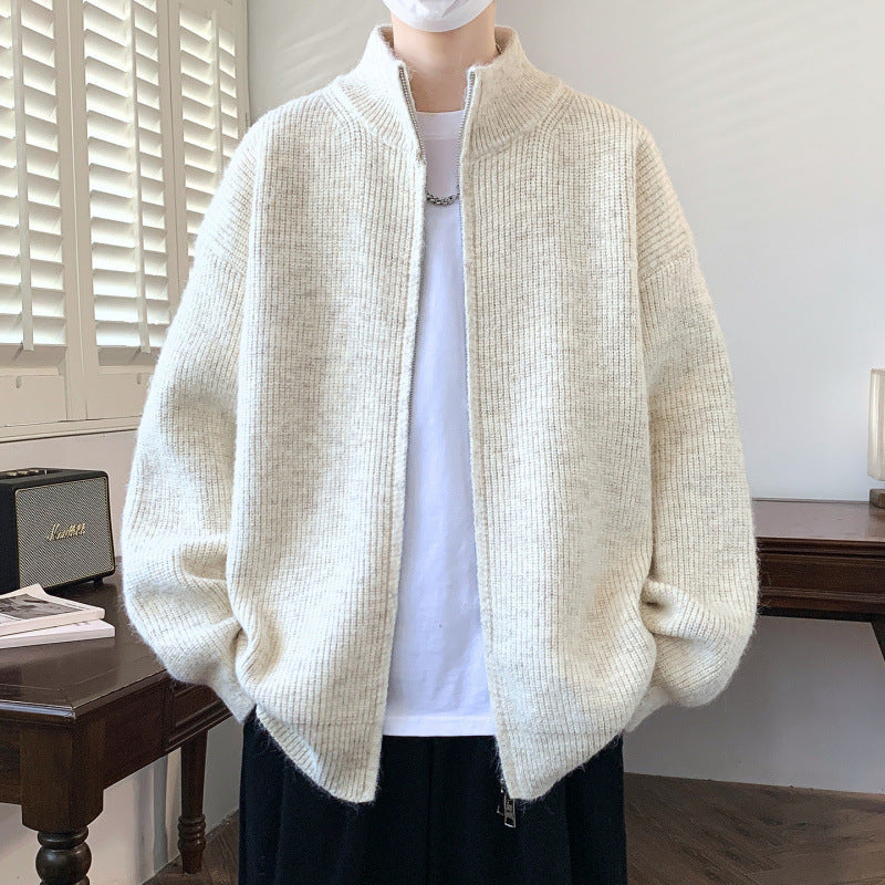 Men's Casual Stand Collar Cardigan Sweater