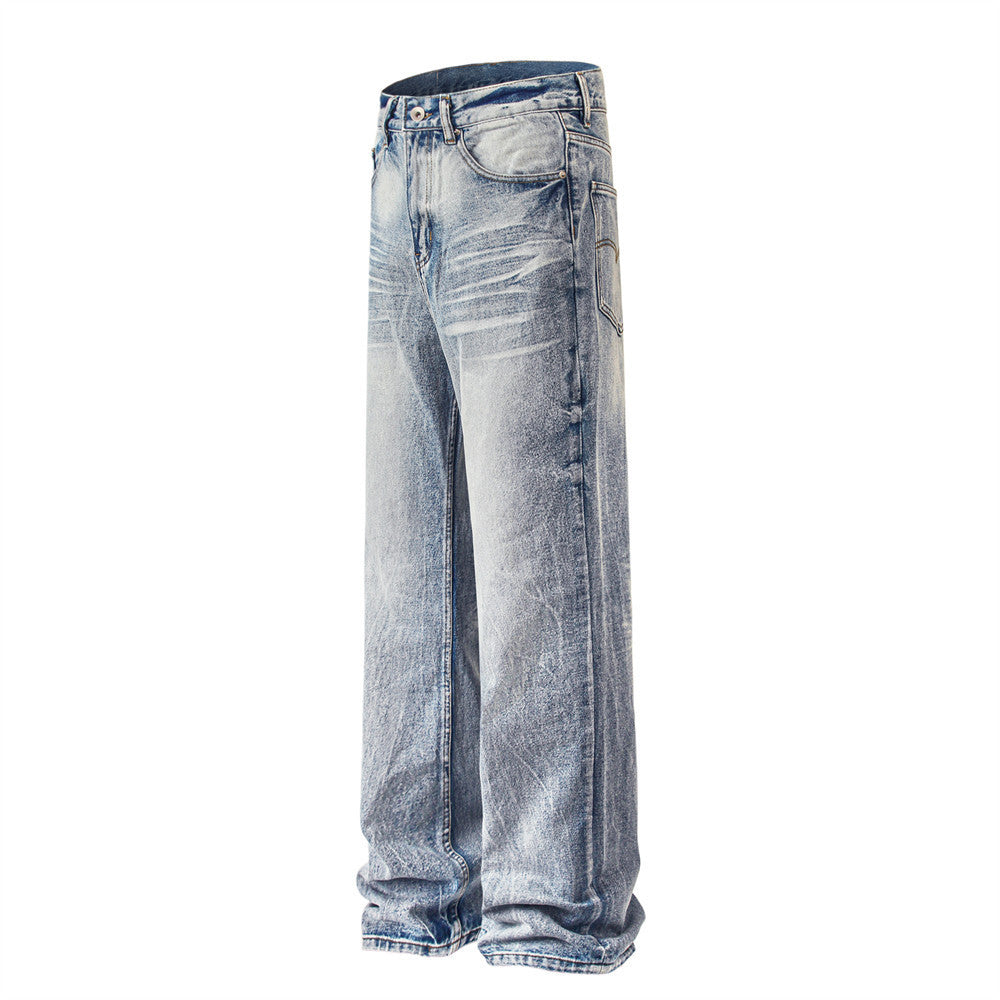 Fashion Retro Washed Worn Jeans Men
