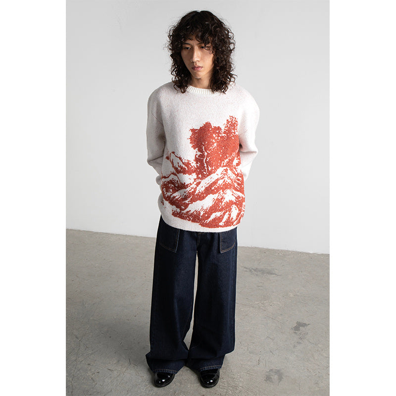 Men's Casual Fashion Landscape Pattern Sweater