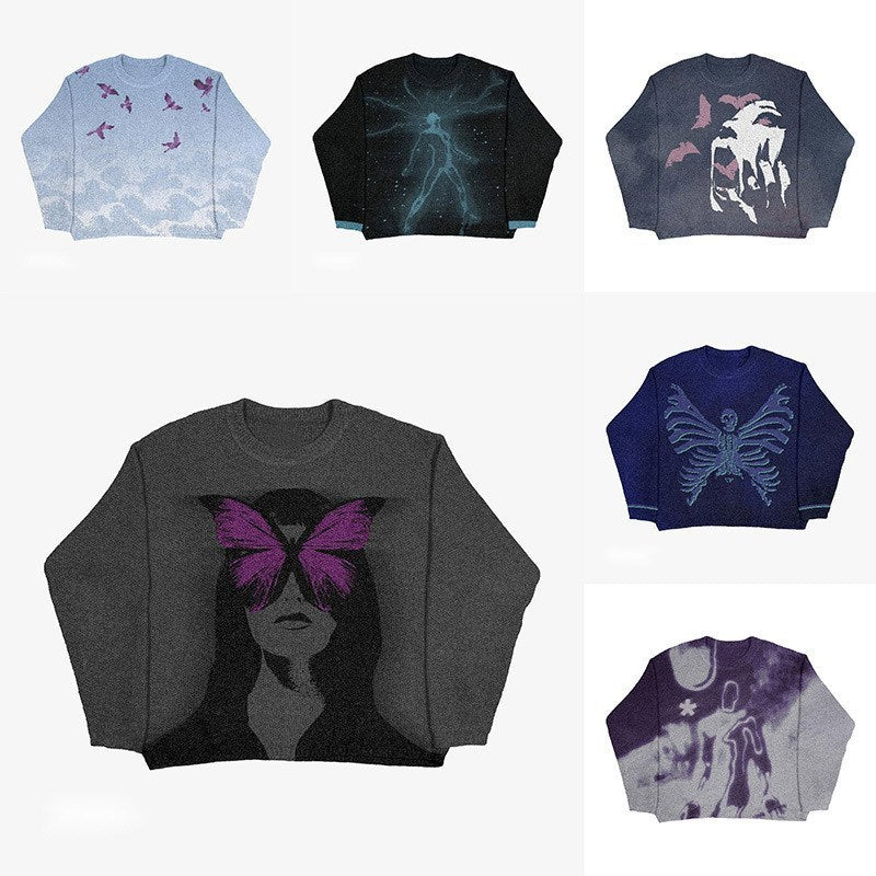 Men's Creative Pattern Printing Loose Casual Sweater