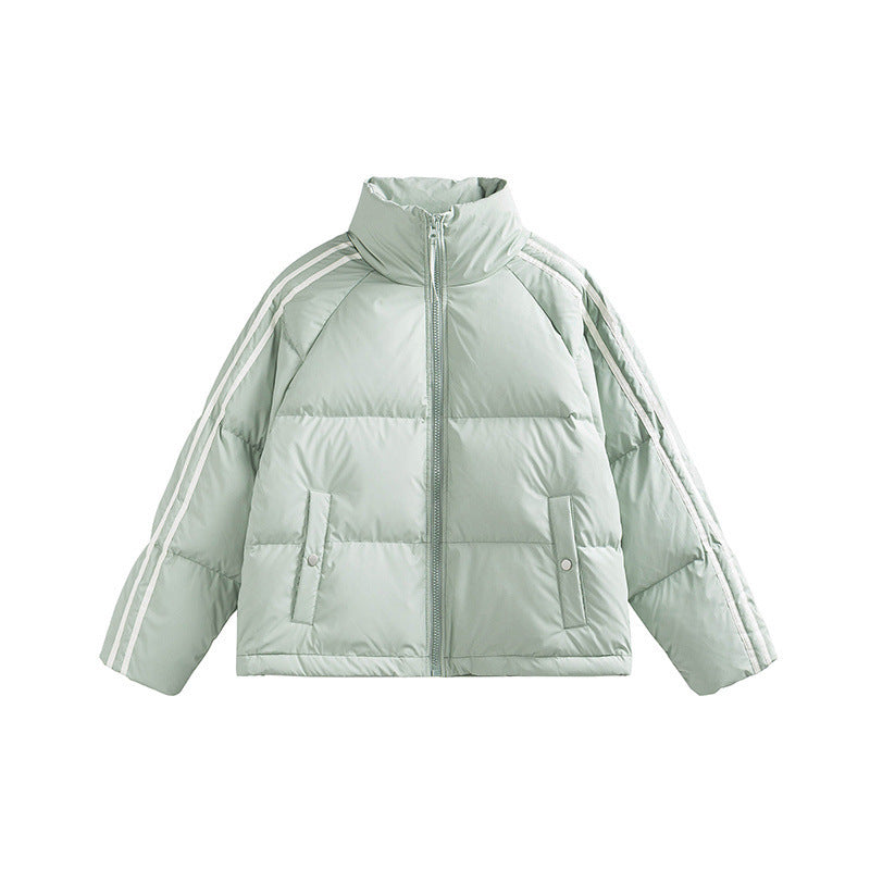 Striped Stitching Thickening Solid Color Down Jacket