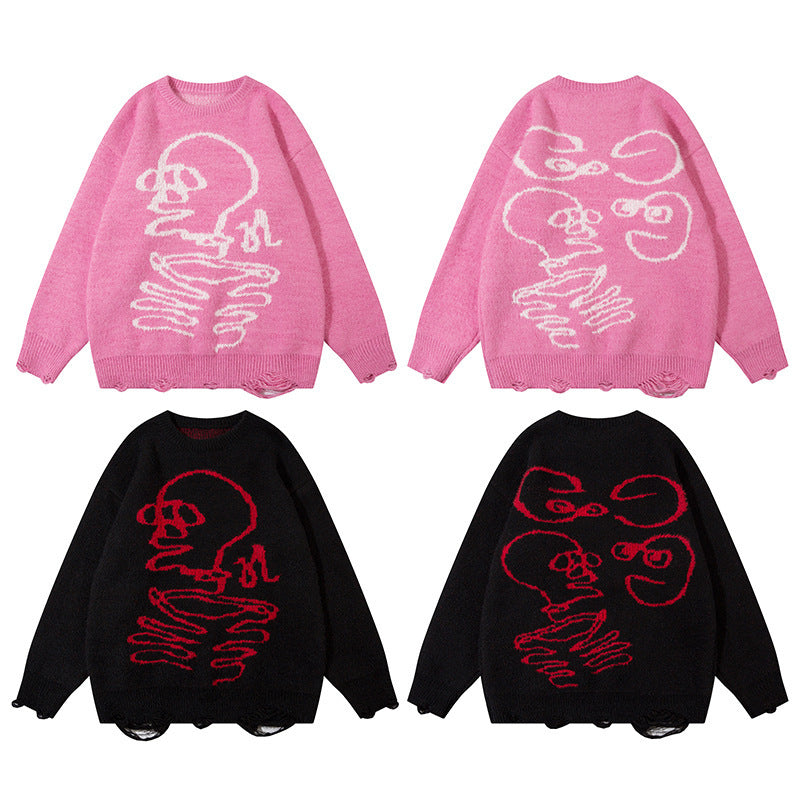 Dark Skull Ripped Sweater
