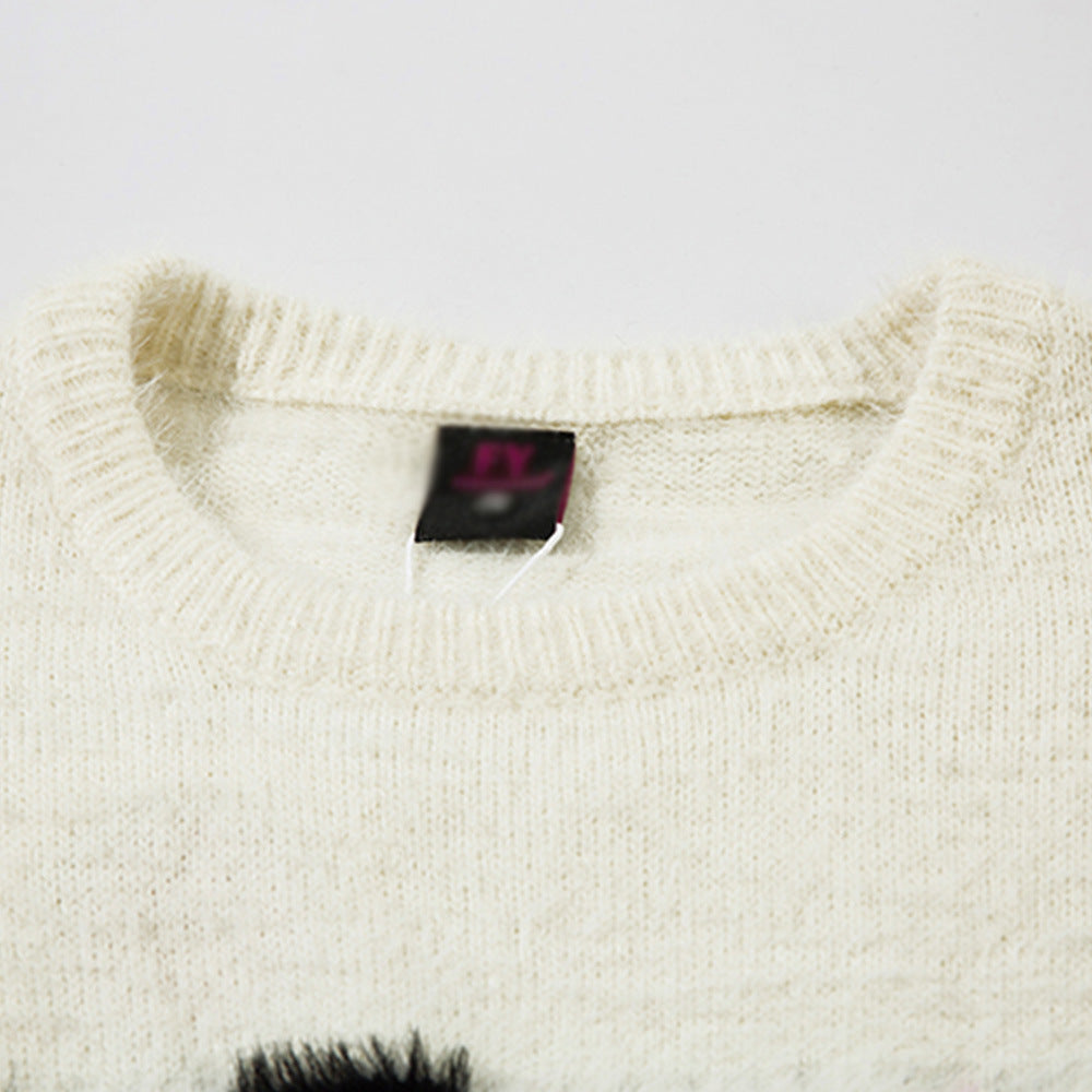 Gothic Letter Jacquard Pullover Sweater Men