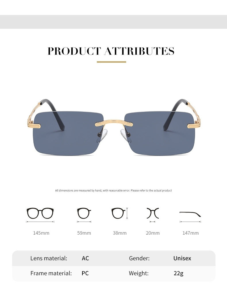 Frameless Personality Square Sea Sunglasses Comfortable Sun Glasses