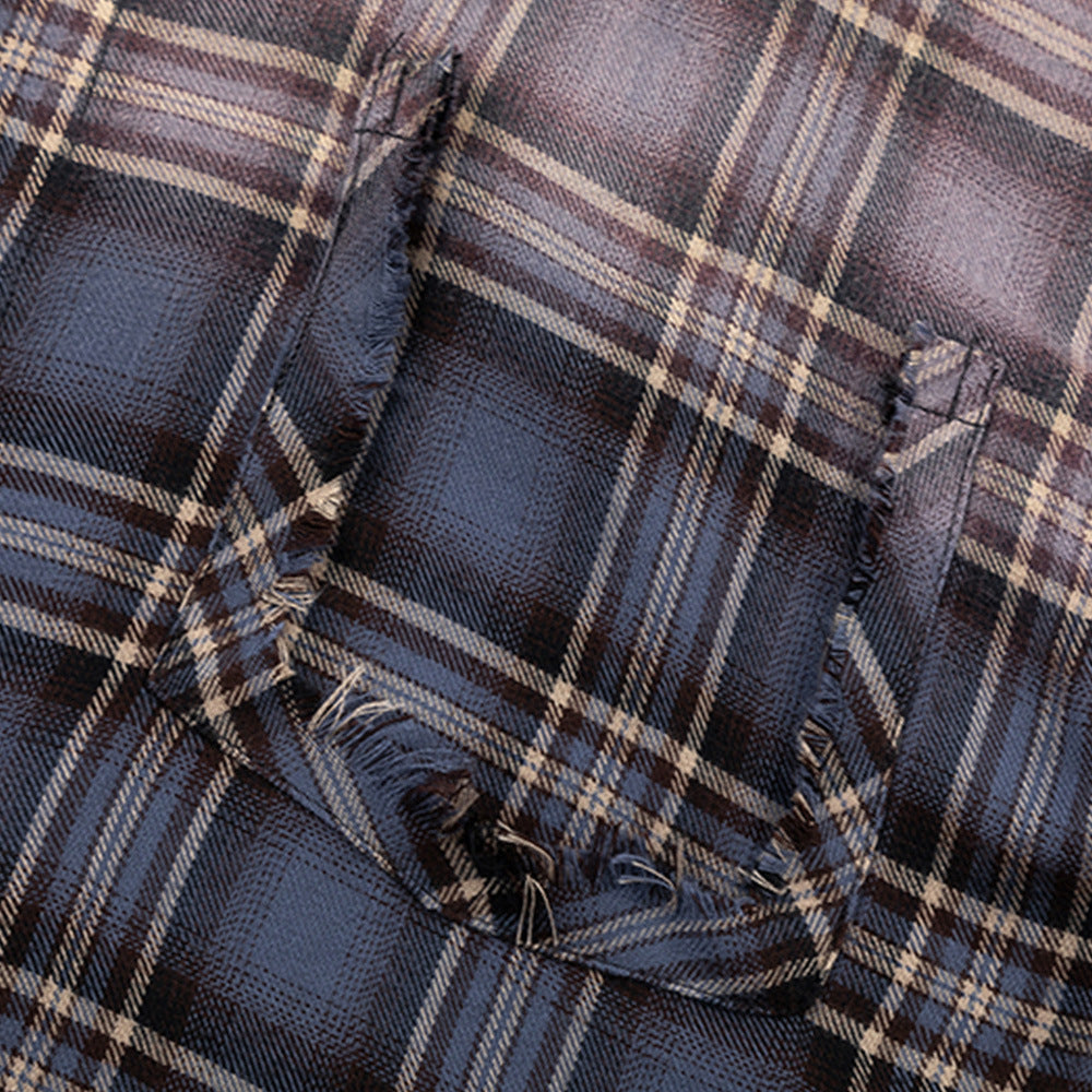 Gradient Short Sleeve Plaid Shirt Men