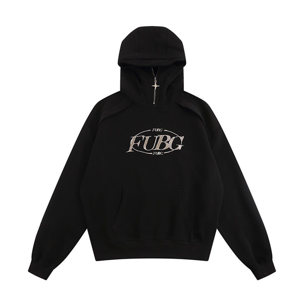 Stitching Half Zipper Hooded Sweater For Men