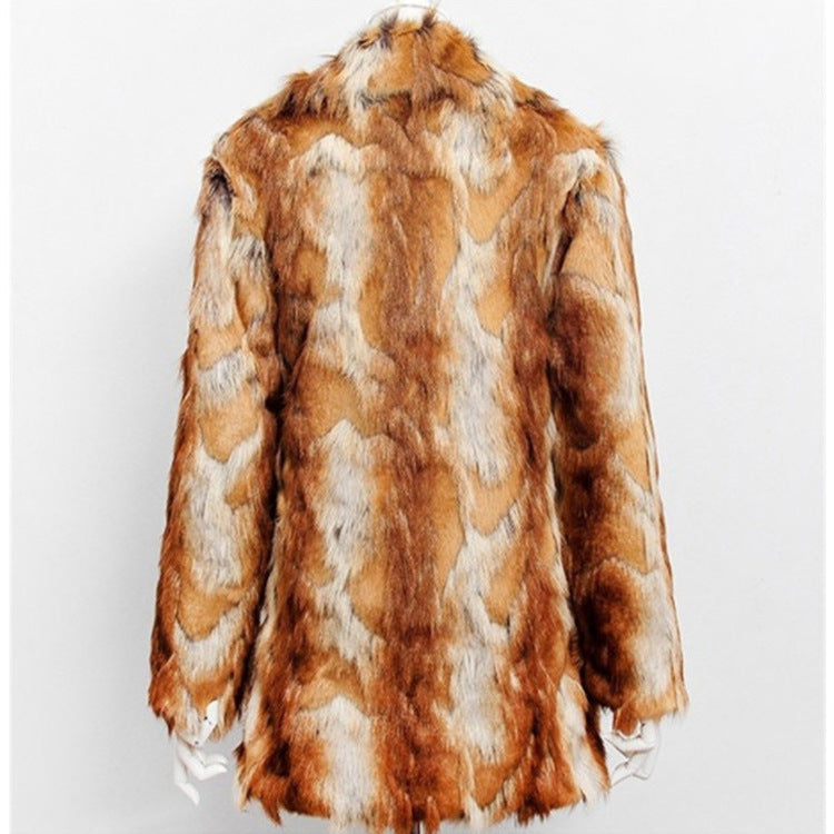 Warm Fashion Fur Tiger Pattern Slim Leather Jacket