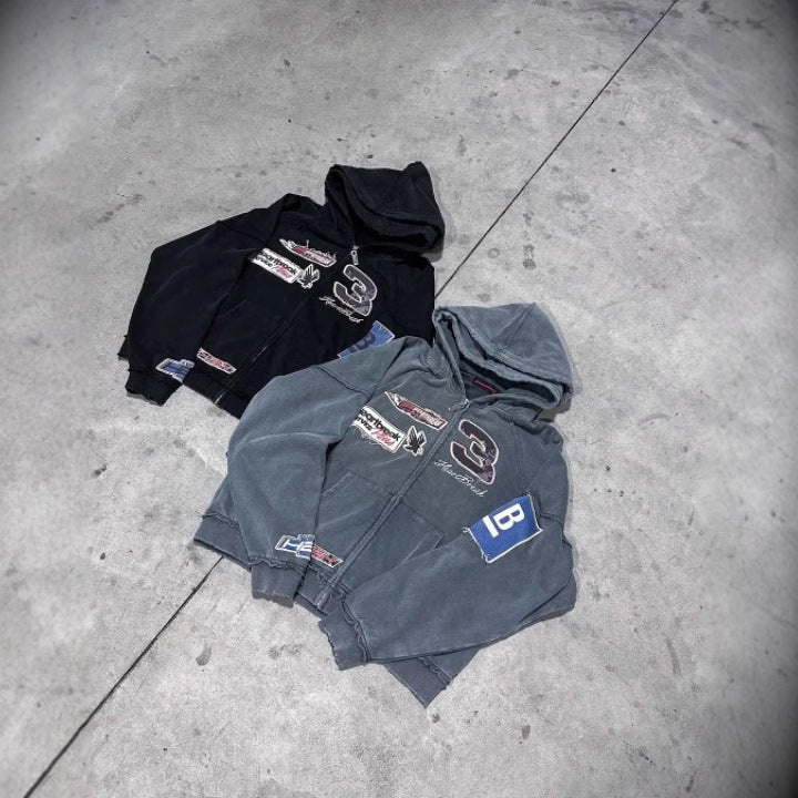 Letter 3D Printing Men Zipper Hoodie