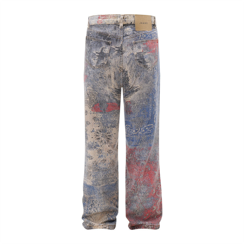 Fashion Painting Graffiti Denim Trousers Men
