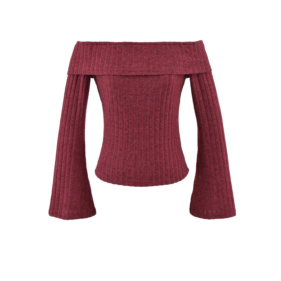 Idle Style Off-the-shoulder Slim Pullover T-shirt