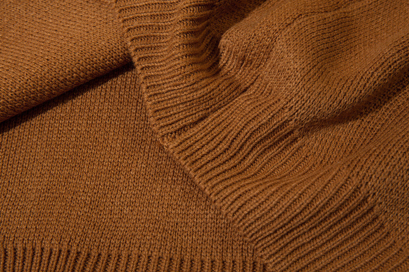 American High Street Letter Embroidery Design Lapel Sweater