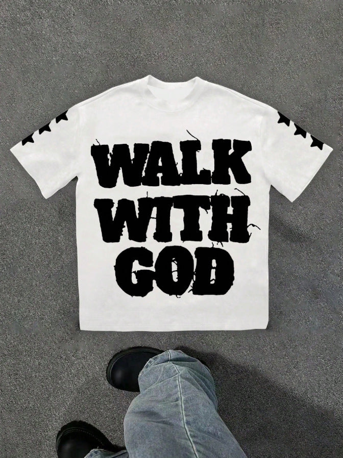 Personality Street Hip Hop Style Letter Pattern T-shirt Retro