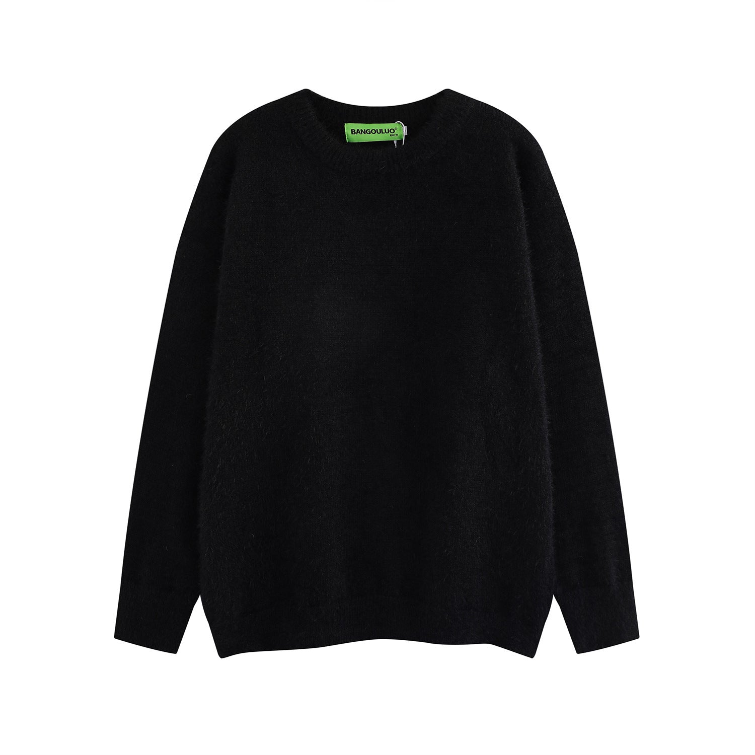 American Retro Simple Solid Color Crew Neck Pullover Sweater Men And Women