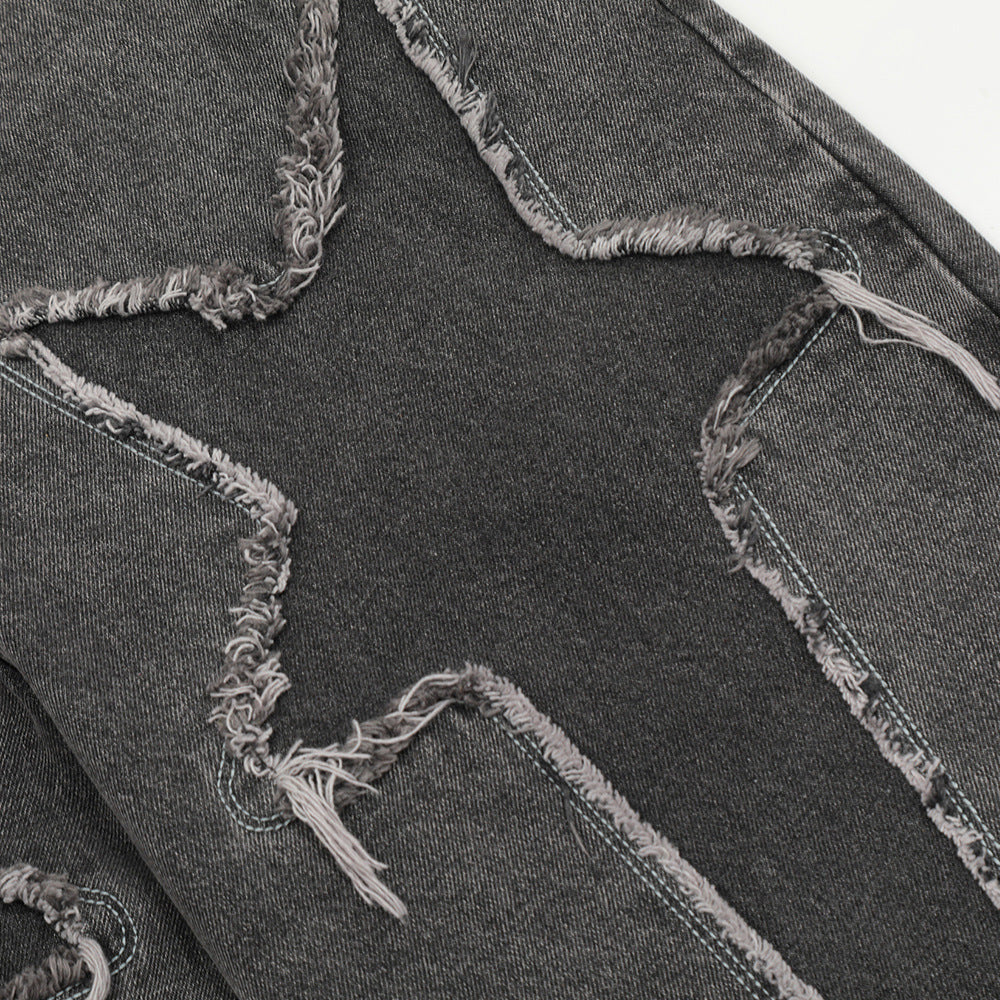 Five-pointed Star Lightning Stitching Jeans Men