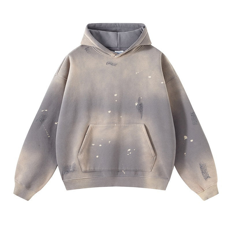 Splash-ink Washed Damaged Thickened Hoodie Sweater For Men And Women