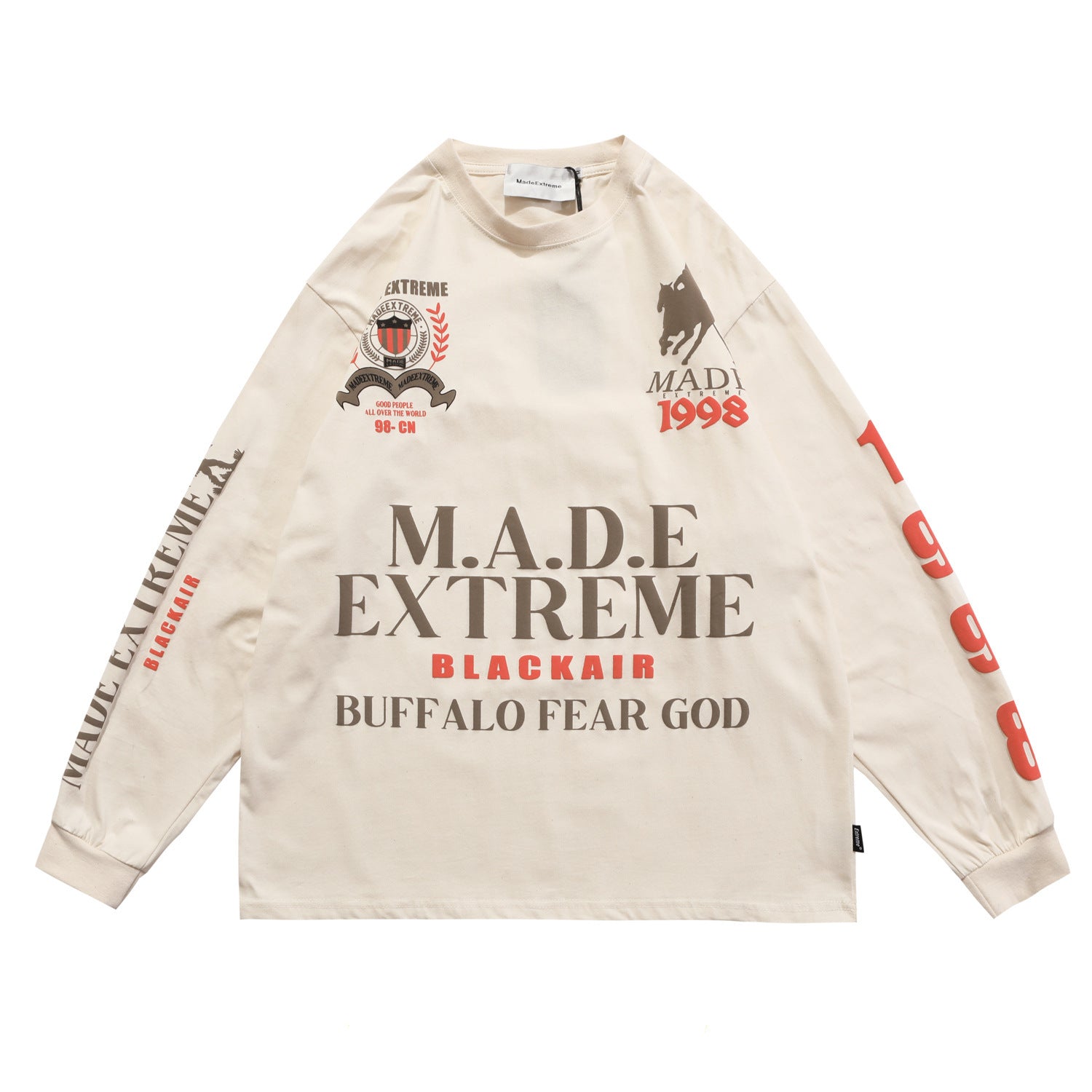 Creative Letter Round Neck High Street Long-sleeved T-shirt Men