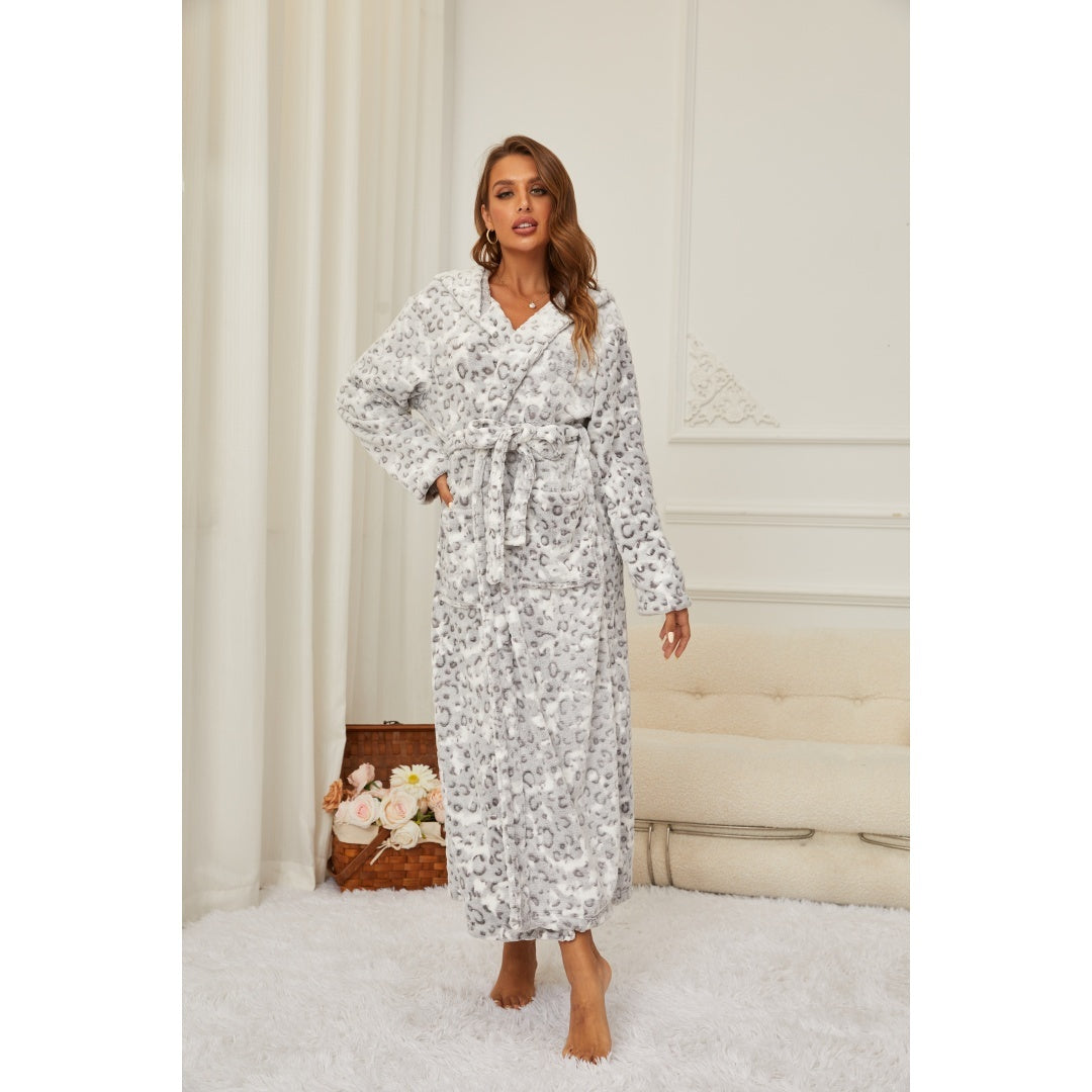RONGTAI Ladies Long Fleece Bathrobe