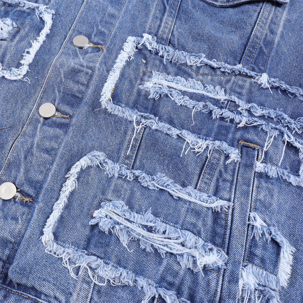 Men's Fashion Personality Distressed Jacket Trend